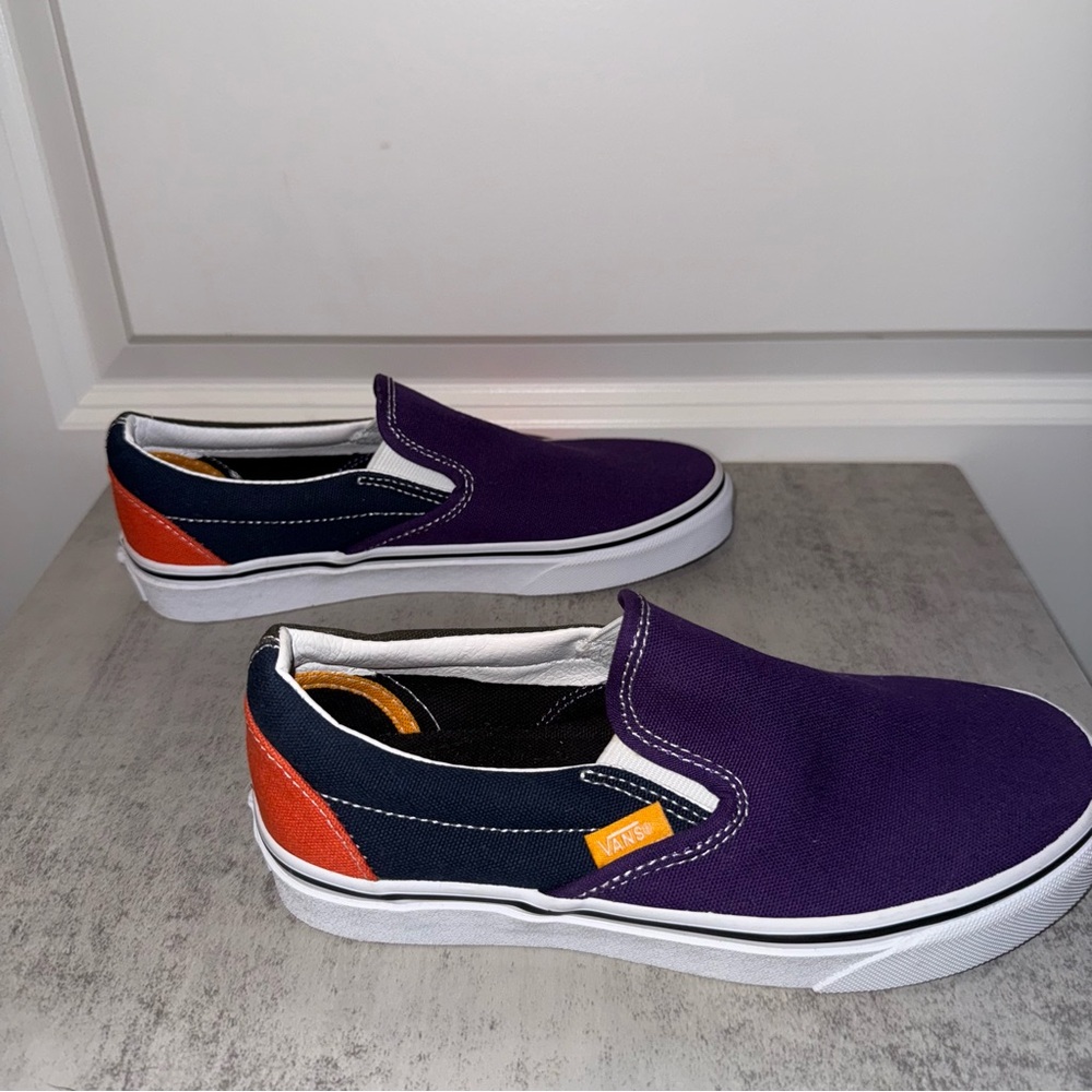 Vans Slip-On Canvas Sneaker in Purple/Orange/Black